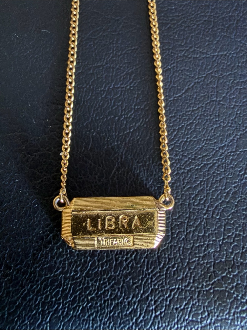 Gold Vintage Trifari Libra Pendant Necklace